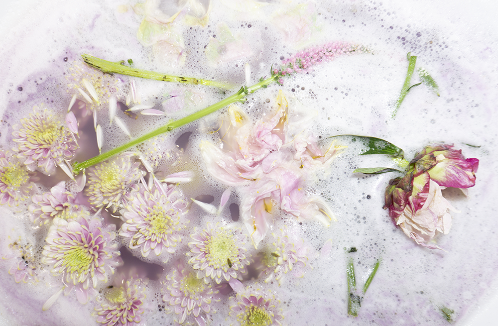 Flowers filling the sink